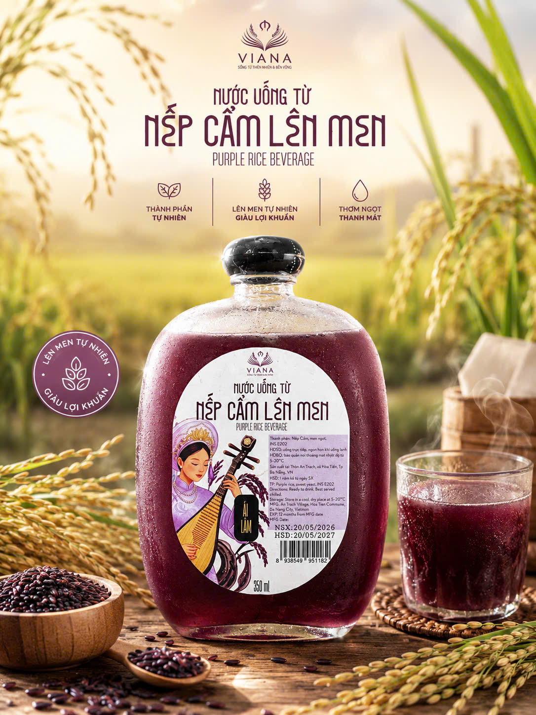 Nước uống từ nếp cẩm lên men Ái Lâm - 350ml
